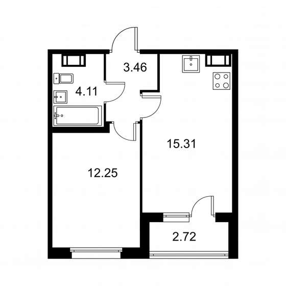 36,5 м², 1-комнатная квартира 5 765 420 ₽ - изображение 1