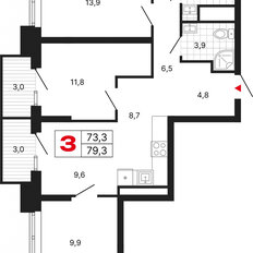 Квартира 79,3 м², 3-комнатная - изображение 2