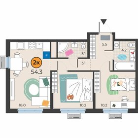 54 м², 2-комнатная квартира 8 050 000 ₽ - изображение 115