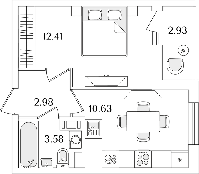 31,1 м², 1-комнатная квартира 8 476 981 ₽ - изображение 1