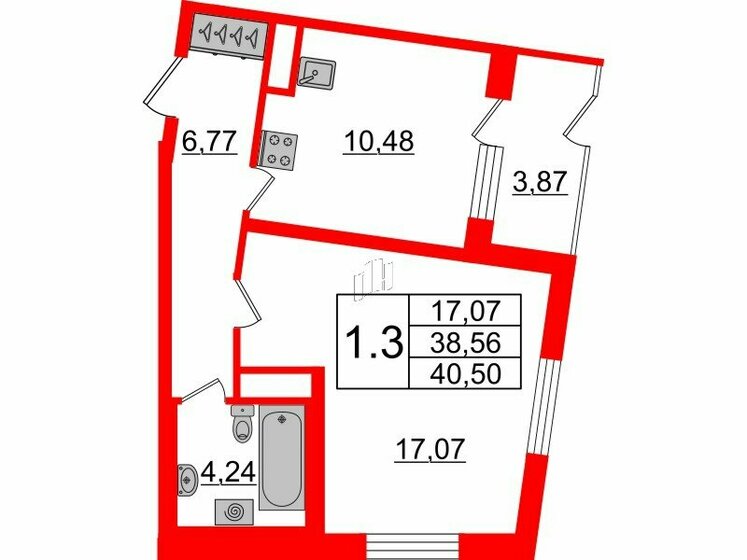 37,4 м², 1-комнатная квартира 7 200 117 ₽ - изображение 1