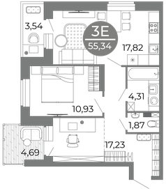 55,4 м², 3-комнатная квартира 7 227 283 ₽ - изображение 21