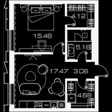 Квартира 50,5 м², 1-комнатная - изображение 2