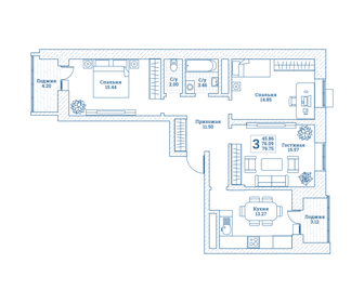 79,5 м², 3-комнатная квартира 8 508 640 ₽ - изображение 23