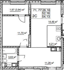 Квартира 54 м², 2-комнатная - изображение 1