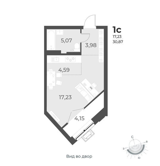 30,9 м², квартира-студия 4 430 000 ₽ - изображение 1