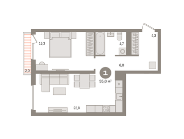 51,6 м², 1-комнатная квартира 10 830 000 ₽ - изображение 9