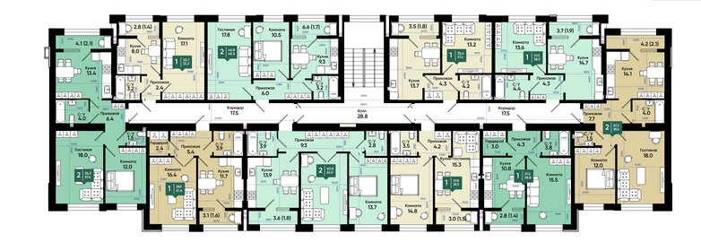 61,5 м², 2-комнатная квартира 5 842 500 ₽ - изображение 19