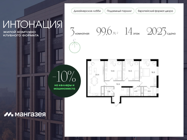 Квартира 99,6 м², 3-комнатная - изображение 1