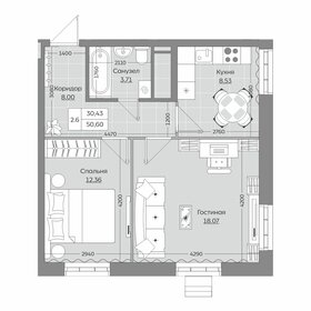 Квартира 50,7 м², 2-комнатная - изображение 1