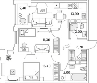 58,4 м², 2-комнатная квартира 13 078 188 ₽ - изображение 49