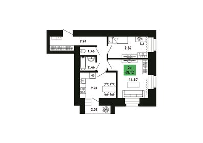 Квартира 48,1 м², 2-комнатная - изображение 1