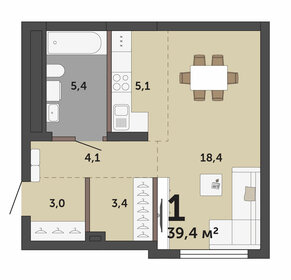Квартира 39,4 м², студия - изображение 2
