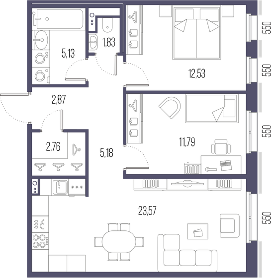 65,7 м², 2-комнатная квартира 24 839 178 ₽ - изображение 14