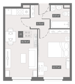 36,9 м², 1-комнатные апартаменты 6 001 538 ₽ - изображение 38