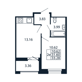 Квартира 33,3 м², 1-комнатная - изображение 4