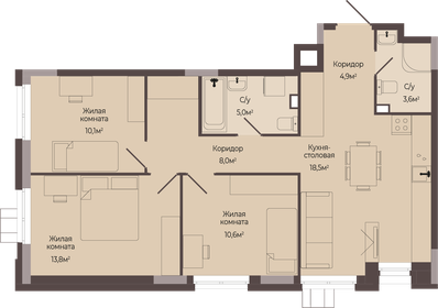 80 м², 3-комнатная квартира 11 997 600 ₽ - изображение 21