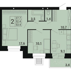 Квартира 53,4 м², 2-комнатная - изображение 2