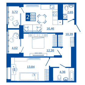 Квартира 63 м², 2-комнатная - изображение 1