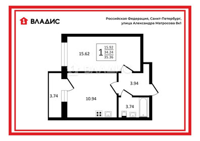 Квартира 35,4 м², 1-комнатная - изображение 1