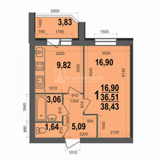 Квартира 38,4 м², 1-комнатная - изображение 2