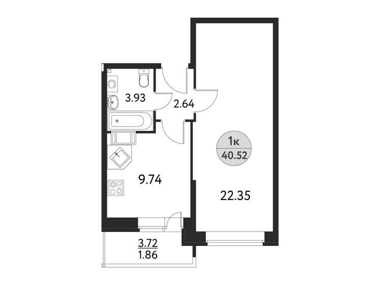 40,5 м², 1-комнатная квартира 6 908 660 ₽ - изображение 14