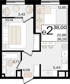 Квартира 38 м², 2-комнатная - изображение 1