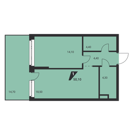 Квартира 50,1 м², 1-комнатная - изображение 2