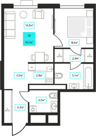 46 м², 2-комнатная квартира 6 200 000 ₽ - изображение 66