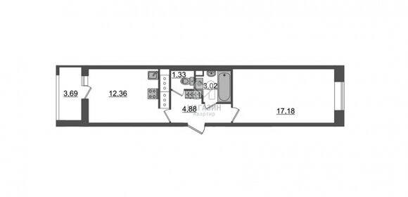 Квартира 38,8 м², 1-комнатная - изображение 1