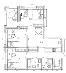 Квартира 88,1 м², 3-комнатная - изображение 1