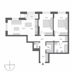 Квартира 84,7 м², 3-комнатная - изображение 3