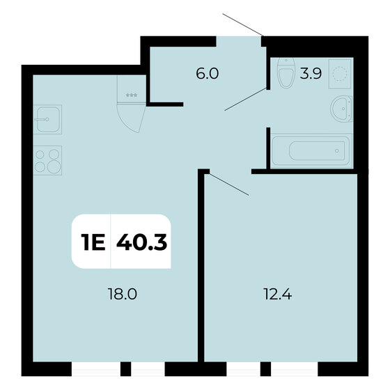 40,3 м², 1-комнатная квартира 4 896 450 ₽ - изображение 1