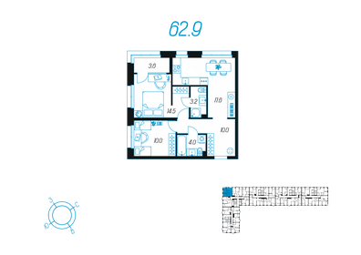63,6 м², 2-комнатная квартира 9 207 548 ₽ - изображение 30