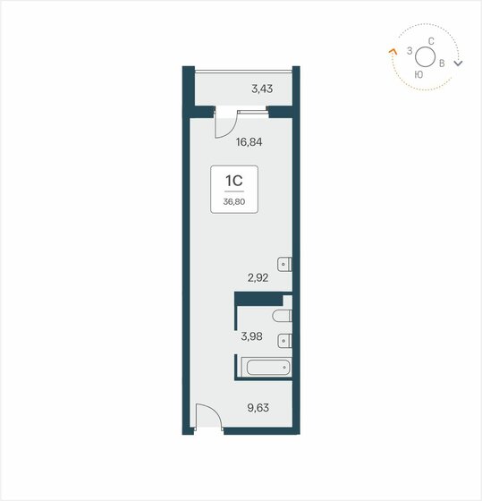 36,8 м², апартаменты-студия 5 800 000 ₽ - изображение 1