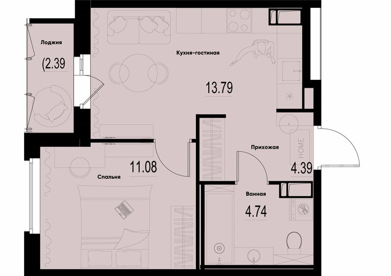 35,3 м², 1-комнатная квартира 5 755 530 ₽ - изображение 15