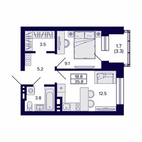 30 м², 1-комнатная квартира 2 600 000 ₽ - изображение 81