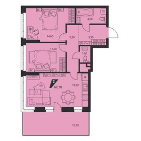 Квартира 67,1 м², 2-комнатная - изображение 1