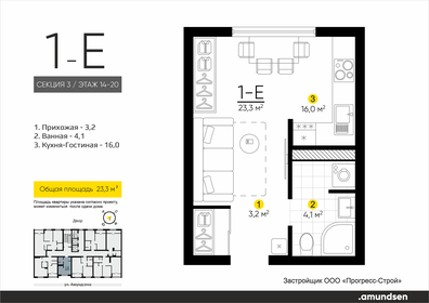 Квартира 23,3 м², студия - изображение 1