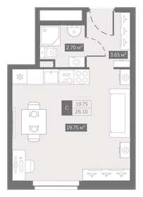 19,8 м², квартира-студия 4 100 000 ₽ - изображение 138