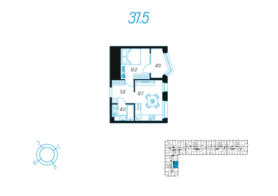 37,5 м², 1-комнатная квартира 6 478 000 ₽ - изображение 27