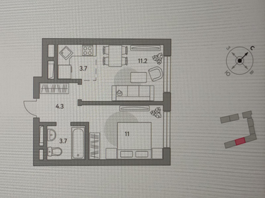 Квартира 33,9 м², 1-комнатная - изображение 1