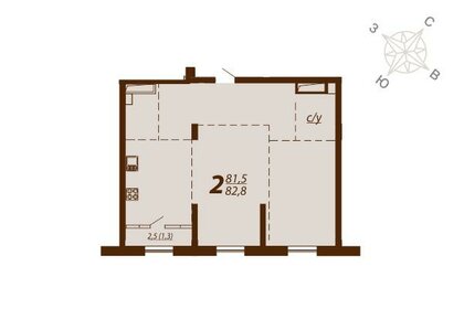 Квартира 82,8 м², 2-комнатная - изображение 1