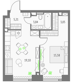 55 м², квартира-студия 21 700 000 ₽ - изображение 74