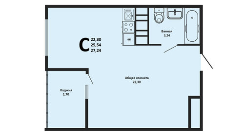 28,1 м², квартира-студия 3 000 000 ₽ - изображение 1