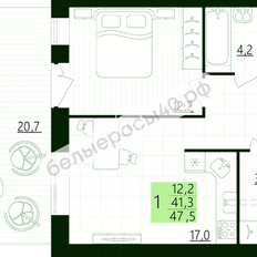 Квартира 47,5 м², 1-комнатная - изображение 5