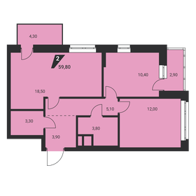 59,3 м², 2-комнатная квартира 8 376 701 ₽ - изображение 16