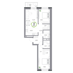 Квартира 73,7 м², 3-комнатная - изображение 1