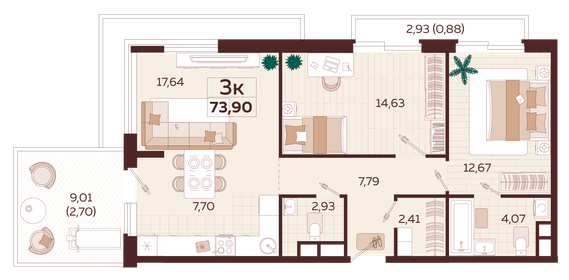 77 м², 3-комнатная квартира 28 400 000 ₽ - изображение 11