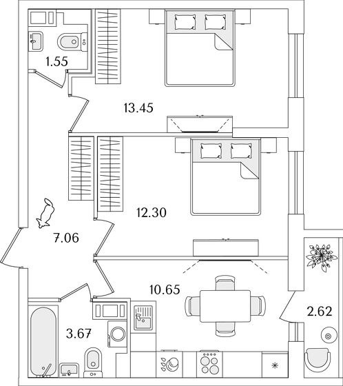 50 м², 2-комнатная квартира 12 167 376 ₽ - изображение 1